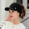 Knitted Hat Empty Top Plush Lining Casual Peaked Stretchy Keep Warm Solid Color Autumn Winter Women Sports Cap for Outdoor