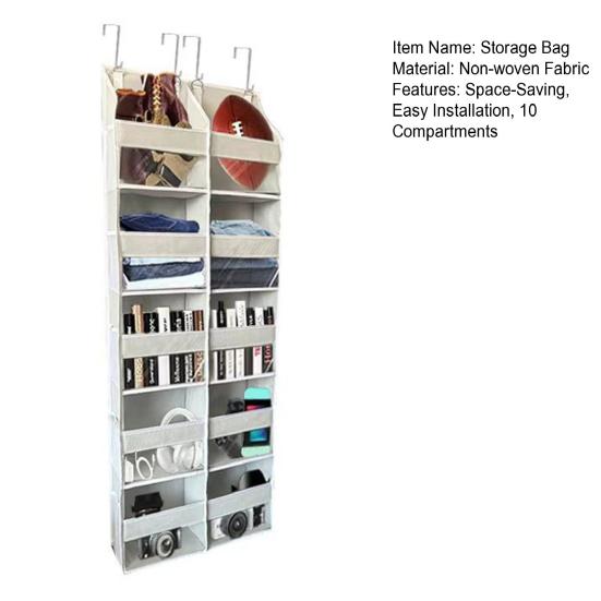 Über-die-Tür-Organizer 5-stufige Hänge-Aufbewahrungstasche Hinter der Tür 10 Fächer Über-die-Tür-Organizer für Wohnheim Kleine Wohnung