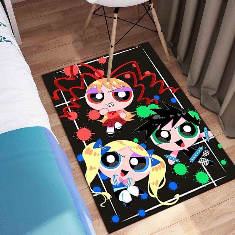 1Pc The Powerpuff Girls Printed rectangle carpet, home door mat, outdoor travel protection carpet A12