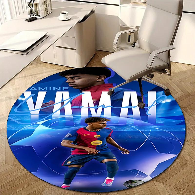 1pc Lamine Yamal Print Round Carpet Chair Round Carpet Suitable for Bedroom Living Room Home Decorative Carpet