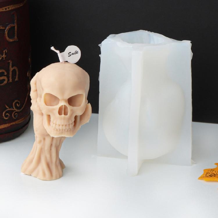 Halloween Skull Candle Silicone Mold Table Ornament Mould DIY Plasters Mold