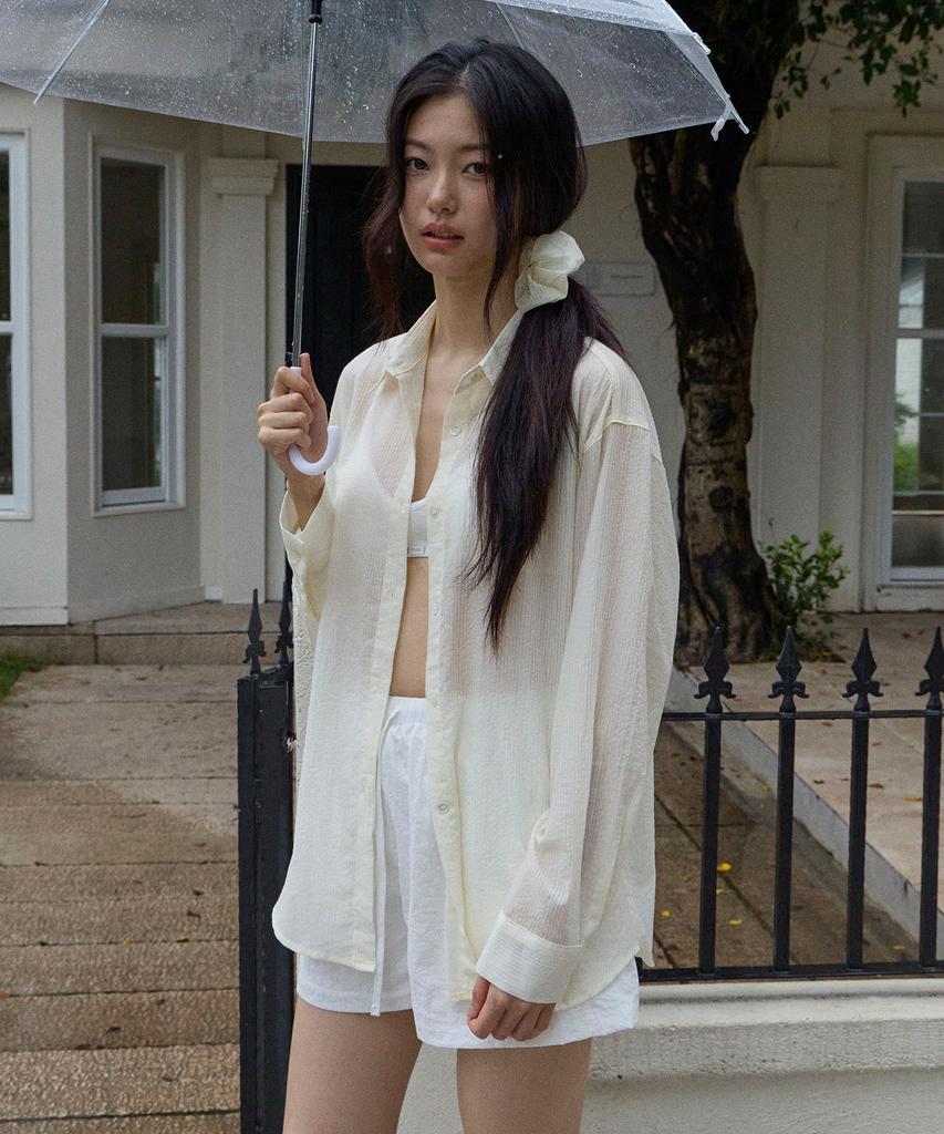 MOOD INSIDE WOMAN (Woman) [Scrunchie Set] Tencel St Sheer Shirt_Pink