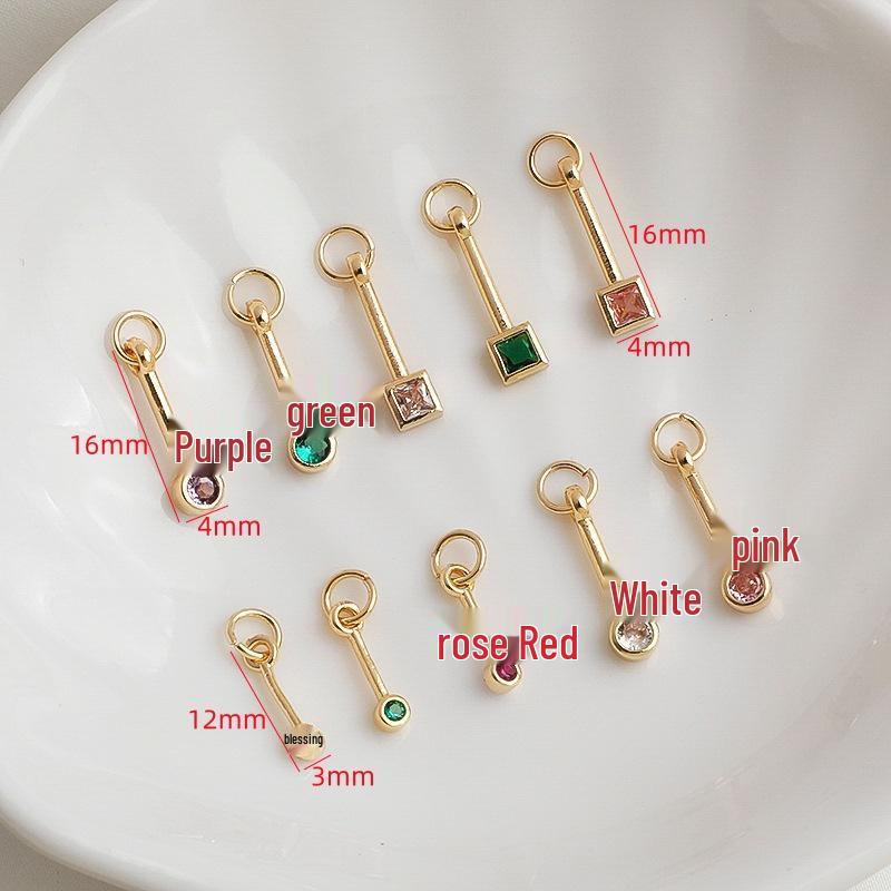14K Gold Filled Zircon Matchstick Tila Bracelet Pendant for DIY Jewelry