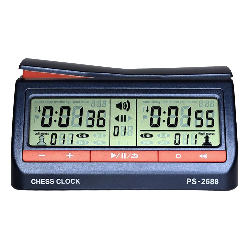 Board Game Clock USB Charging Chess Clock Hour Meter Stopwatch with Delayed Countdown Function for International Chess