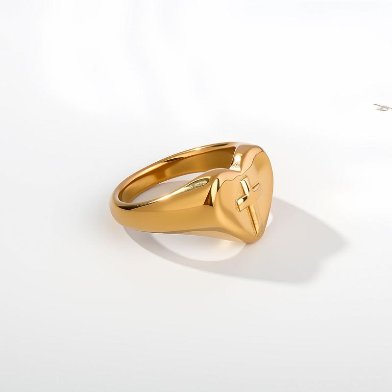 Stainless Steel Jewelry Ring for Women Minimalist Metal Cross Heart-Shaped Index Finger Rings Punk Finger Decoration