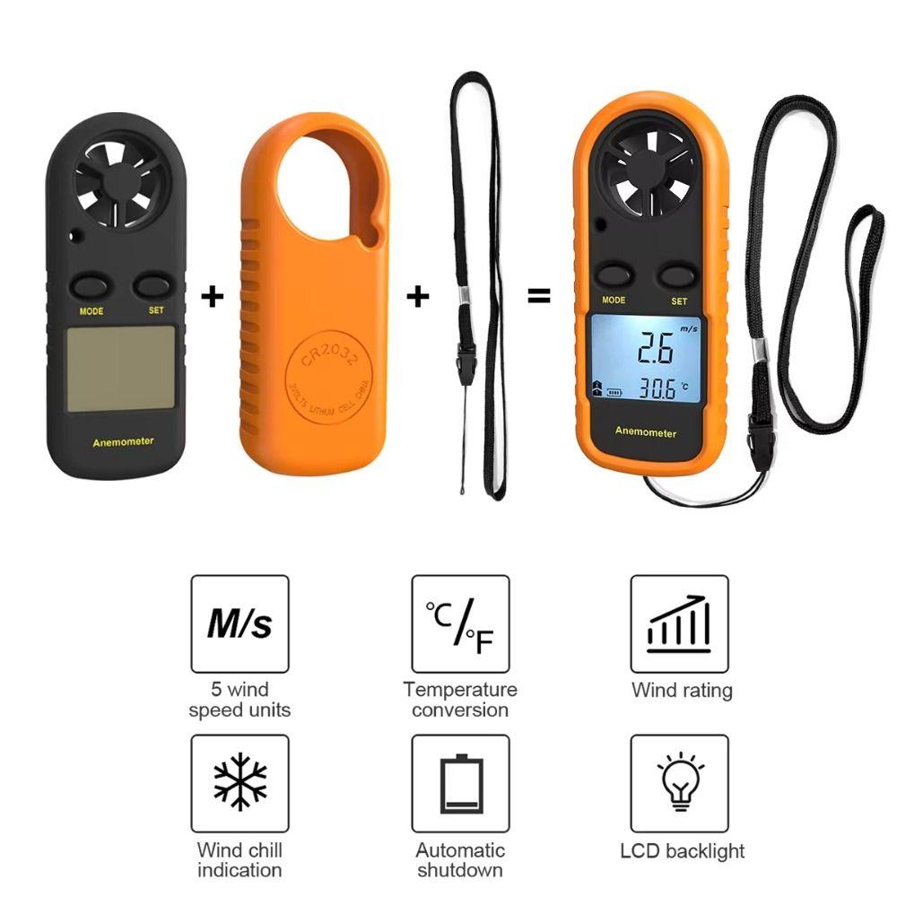 LCD Display Digital Anemometer Mini Air Velocity Meter Wind Speed Gauge  Airflow Testing