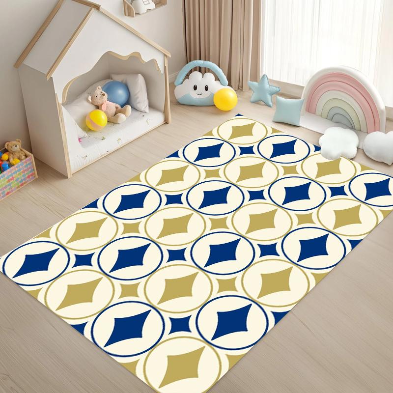 

Geometric Diamond Kids Area Rug Non Slip Washable Floor Carpet with Red Green Blue Gold Pattern Design for Playroom Bedroom 40X60CM