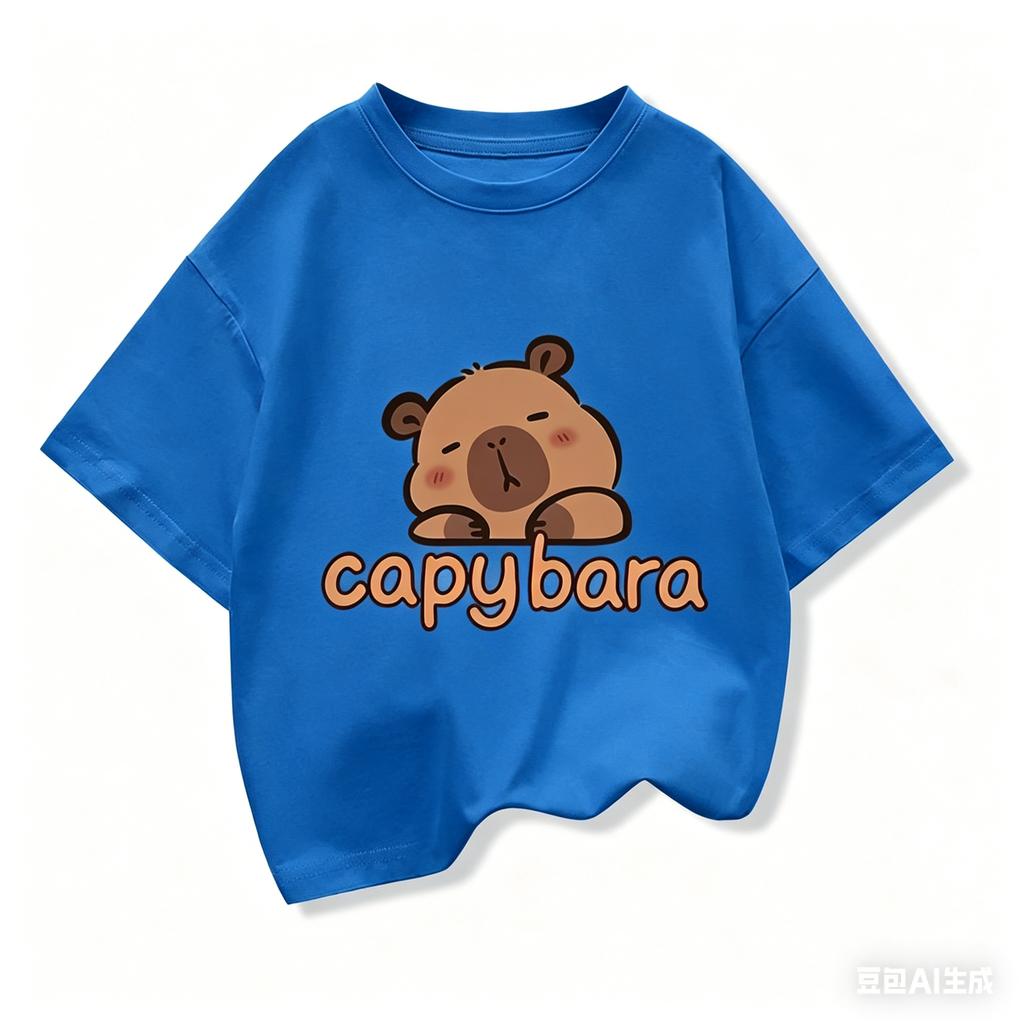 Capybara Print Cotton T Shirt For Kids Boy 312Years Anime Cute Capibara Shortsleeved Tees Tops Tshirt Y2k Girl Clothes