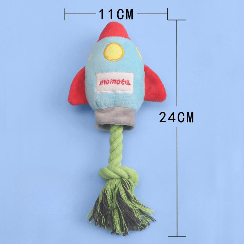 

Plush Dog Toy Rocket Shape Bite Resistant Chew Toys Corduroy Dog Toys for Small Large Dogs Puppy Pets Training Accessories синій