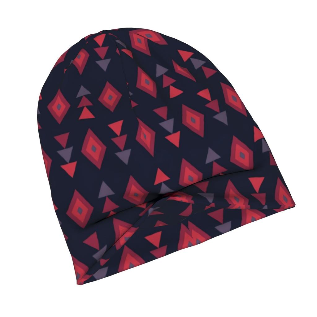 2D Flat Printing Pan African Maori Checkered Ethnic Polynesian Modern Adult Beanie Designed to with Laid-Back Street Style Or Elevate Easy Outfits wit
