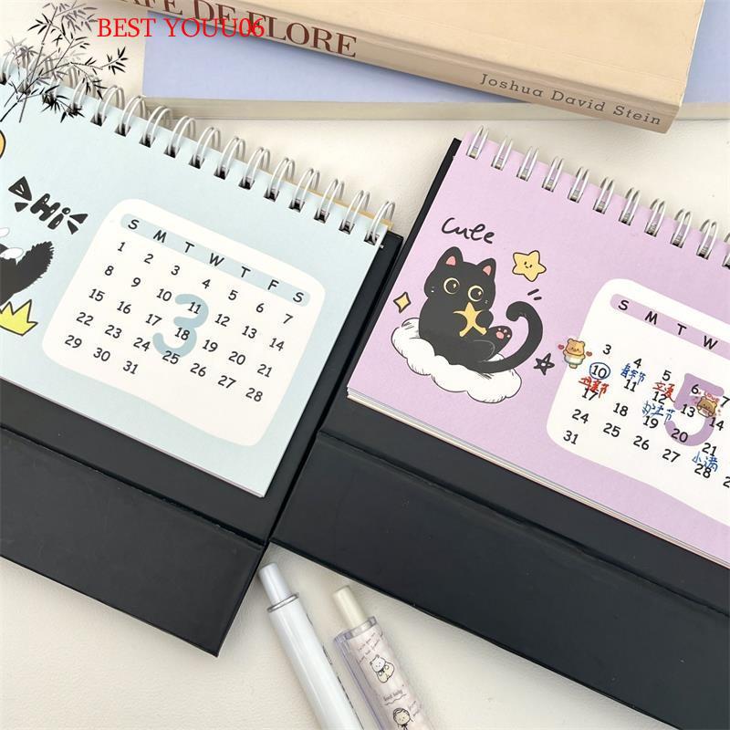 (YOUU06)2026 Year Of The Horse Mini Calendars Desk Travel Calendars Cute Cat Pattern Calendar Desktop Decor Ornament