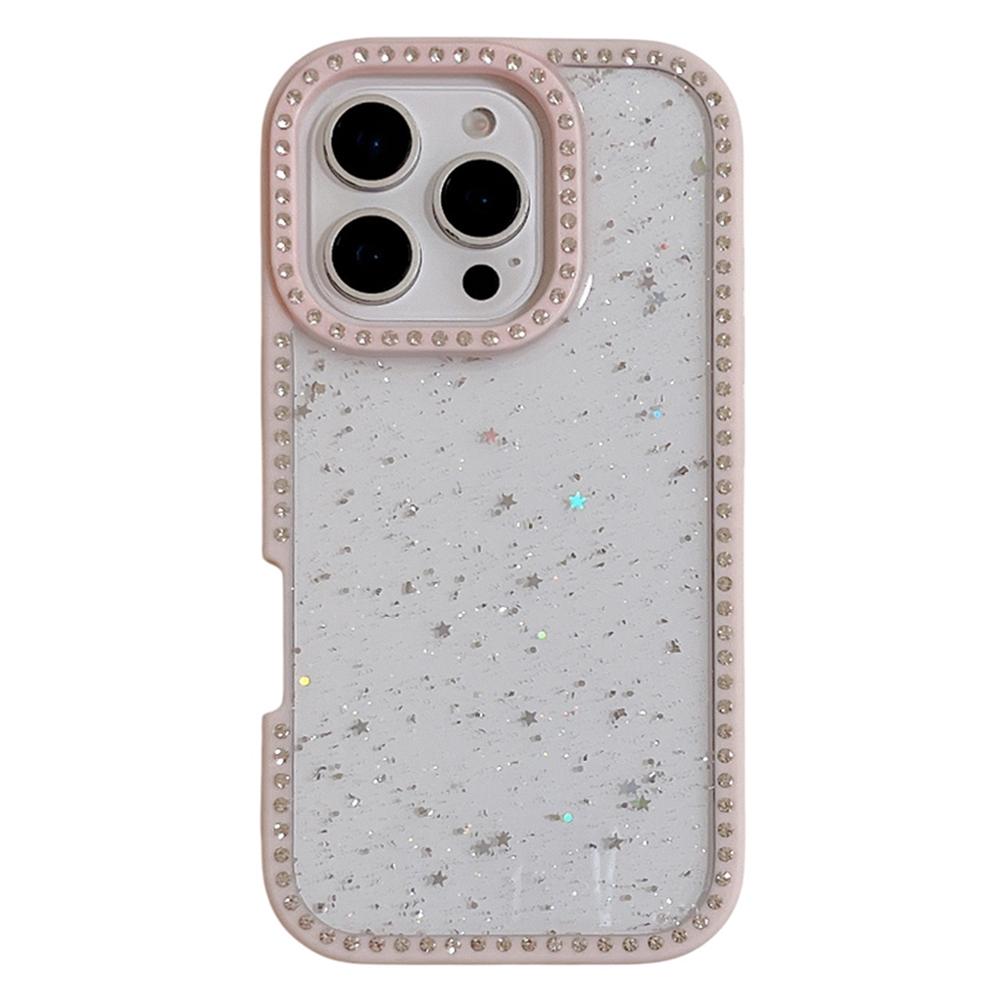 For iPhone 16 Pro Case Rhinestone Frame Star Glitter Epoxy Design TPU+PC Phone Cover