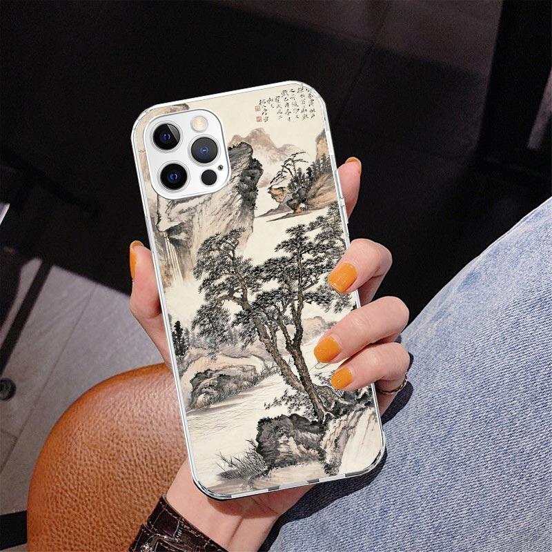Chinese Style ink Painting Art Phnoe Case for Iphone 17 Air 16 16E 11 12 13 Mini 14 Plus 15 Pro Max 7 8 + SE 2020 Phone Cover Co