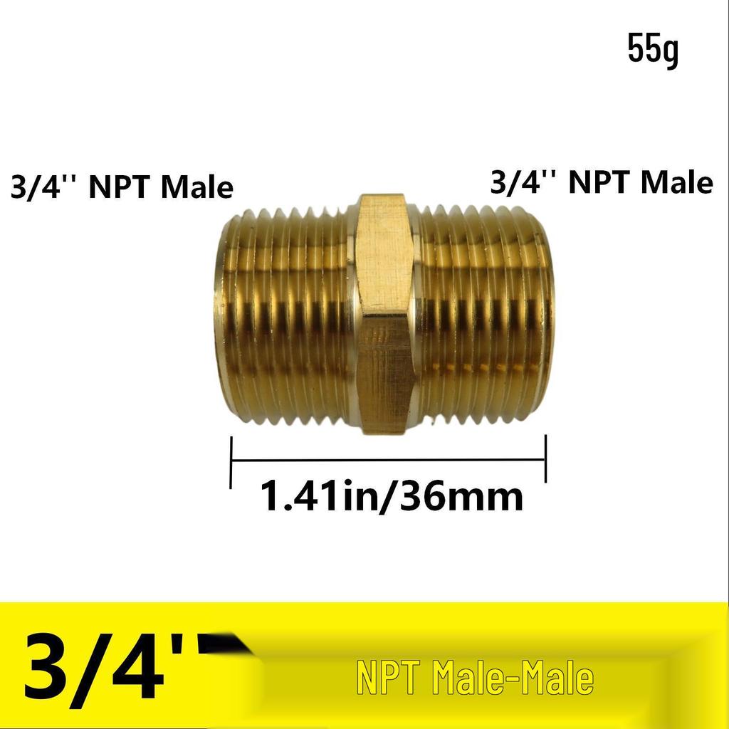 1/2" NPT Brass Male Pipe Adapter, Hex 1" NPT Male Threaded Fitting