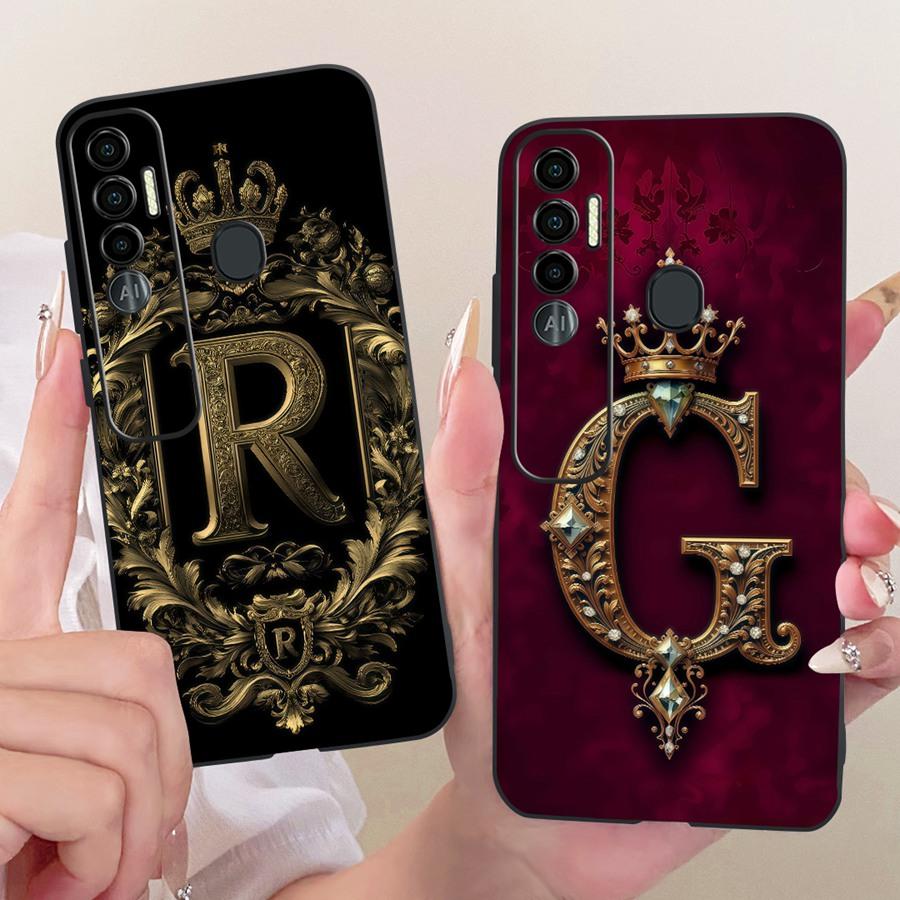 For Tecno Spark 7 Case Spark7P 7Pro Back Cover Soft Silicone TPU Initial Letter Pattern Case for Tecno Spark7 7 P Phone Capa