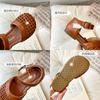 Children's hollow sandals2026Summer new style girls' solid color woven hollow half-sandals for toddlers, young and older children