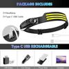 Powerful COB Induction Headlamp 5 Lighting Modes Head Flashlight Built-in Battery USB Charging Outdoor Camping Fishing Headlight