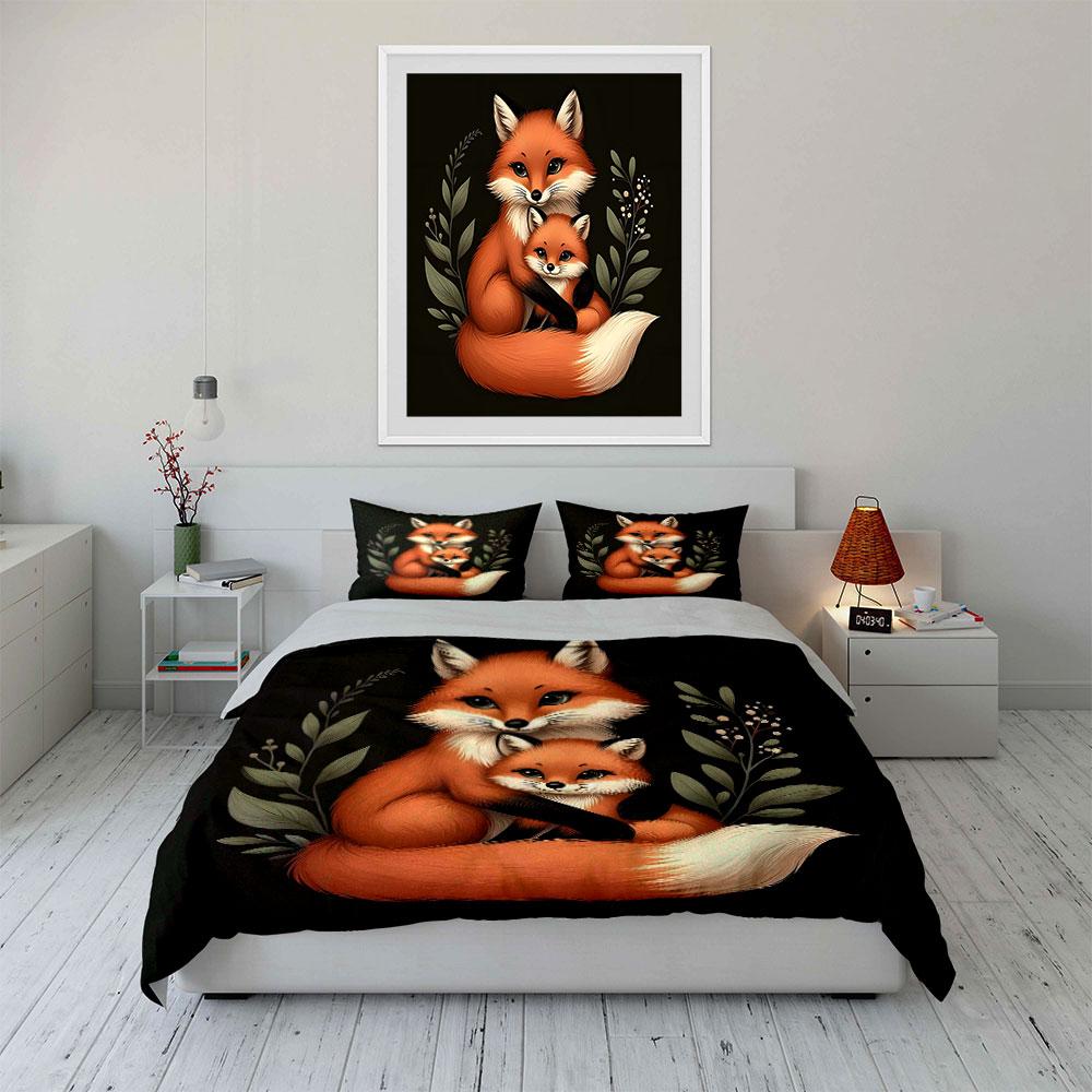"Whimsical foxes' cozy embrace" Bedding sets Duvet covers Pillowcases(1* Duvet Cover 2* Pillowcases without duvet insert)