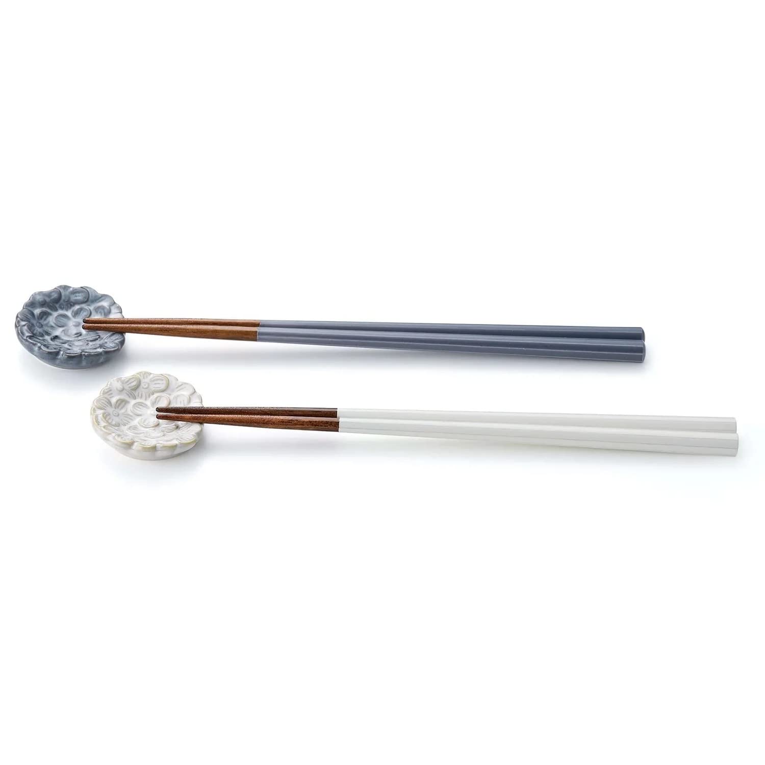 

This pair of chopsticks and chopstick rests features a carefully carved floral pattern in white and The chopstick rest measures x x The subdued color
