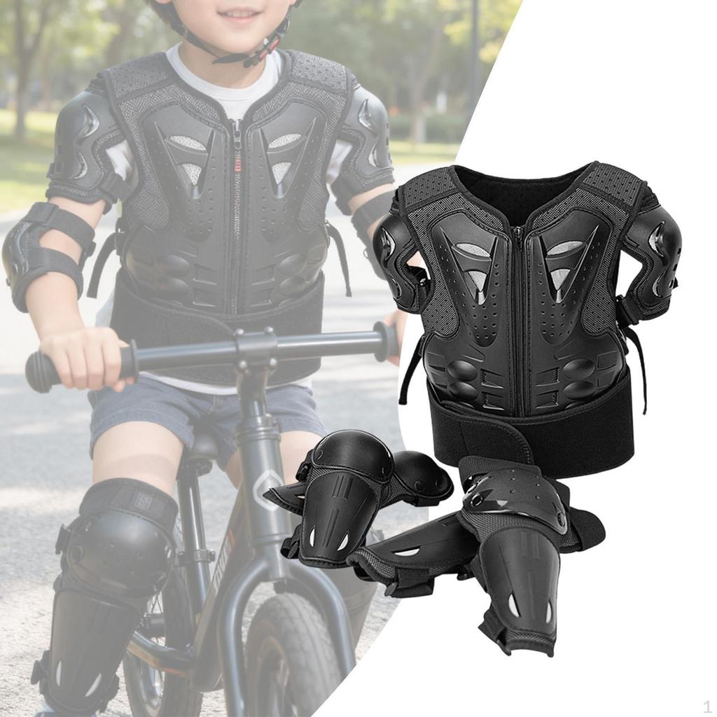 Kids Motorcycle Suit Chest Protector Guard Knee Eblow Pads Dirts Bike Gear for Skateboarding