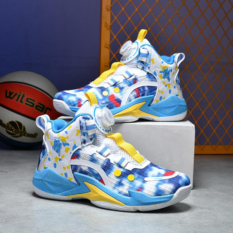 

Rotary buckle children s basketball shoes men s new youth mesh professional combat students sneakers breathable classmates 31