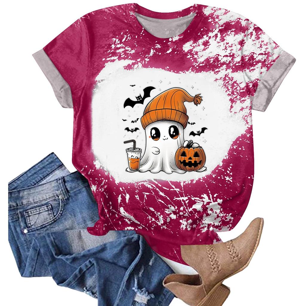 Halloween Shirts for Women Cute Shirt Fall Tshirt Gradient Graphic Tees Casual Short Sleeve Tops