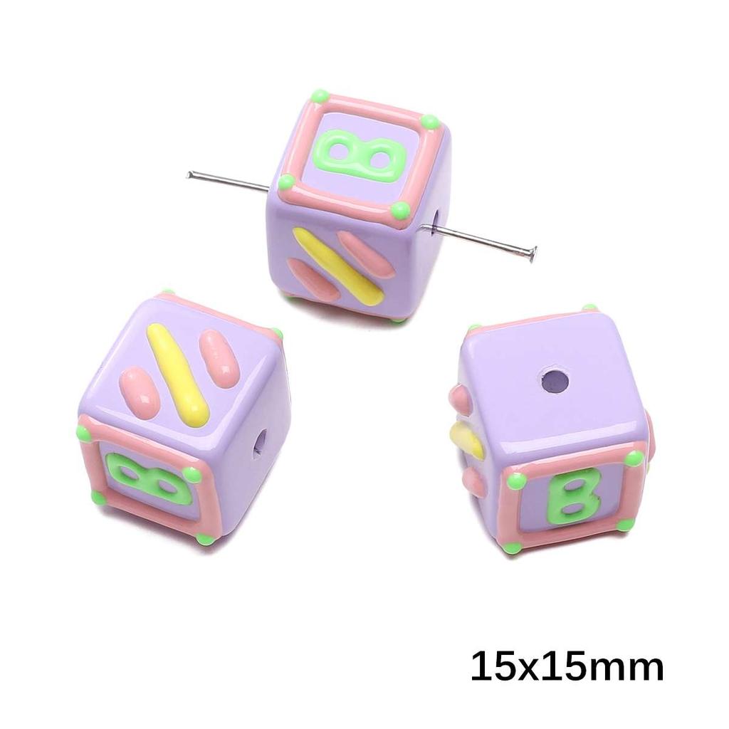 Acrylic Three-Dimensional Painted Beads Cartoon Colorful Hand-Painted Beads DIY Bracelet Mobile Phone Chain Accessories Fashion Handmade