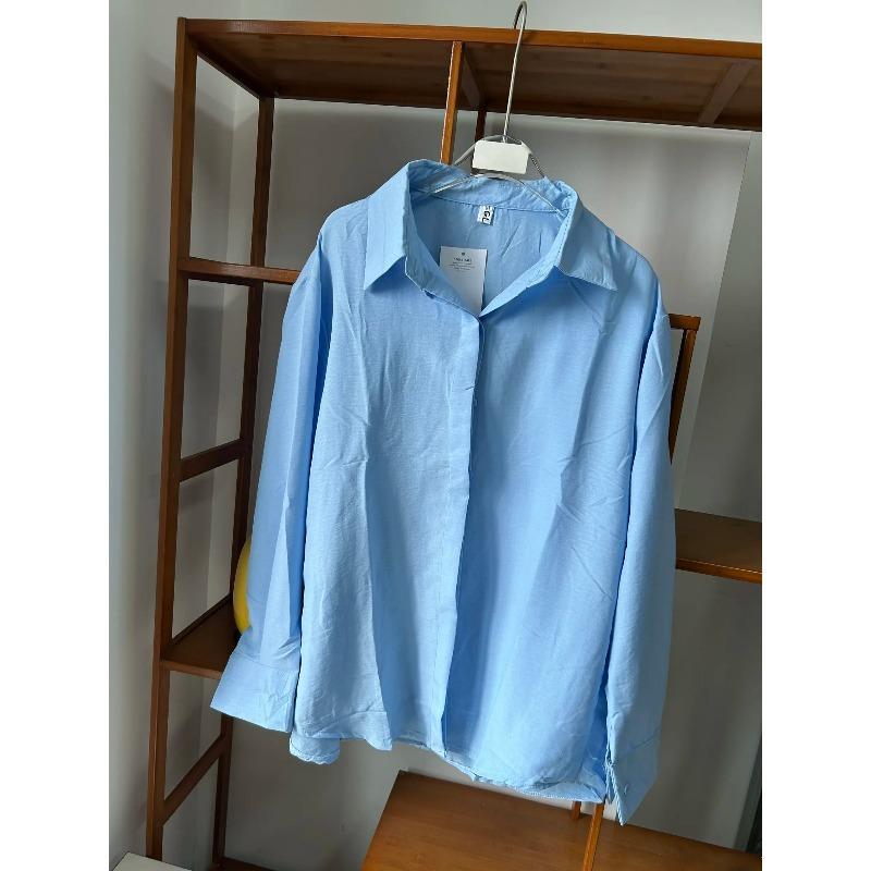 Women Linen Shirt Casual Loose Long Sleeve Thin Summer Turn Down Collar French Style Sunscreen Clothing