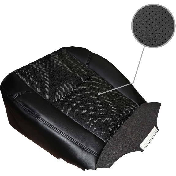 GXARTS Front Driver Or Passenger Side Bottom Replacement Perforated Leather Seat Cover Black Compatible with Cadillac Escalade Escalade ESV Escalade