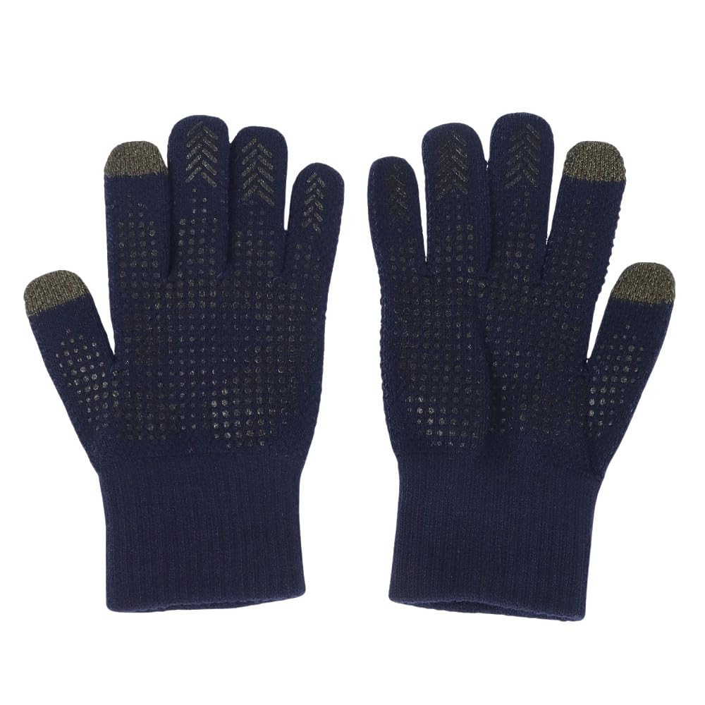 Mizuno Pro Breath Thermo Knit 12JYAA0114 Gloves, (Navy/FF/Men's, Women's)