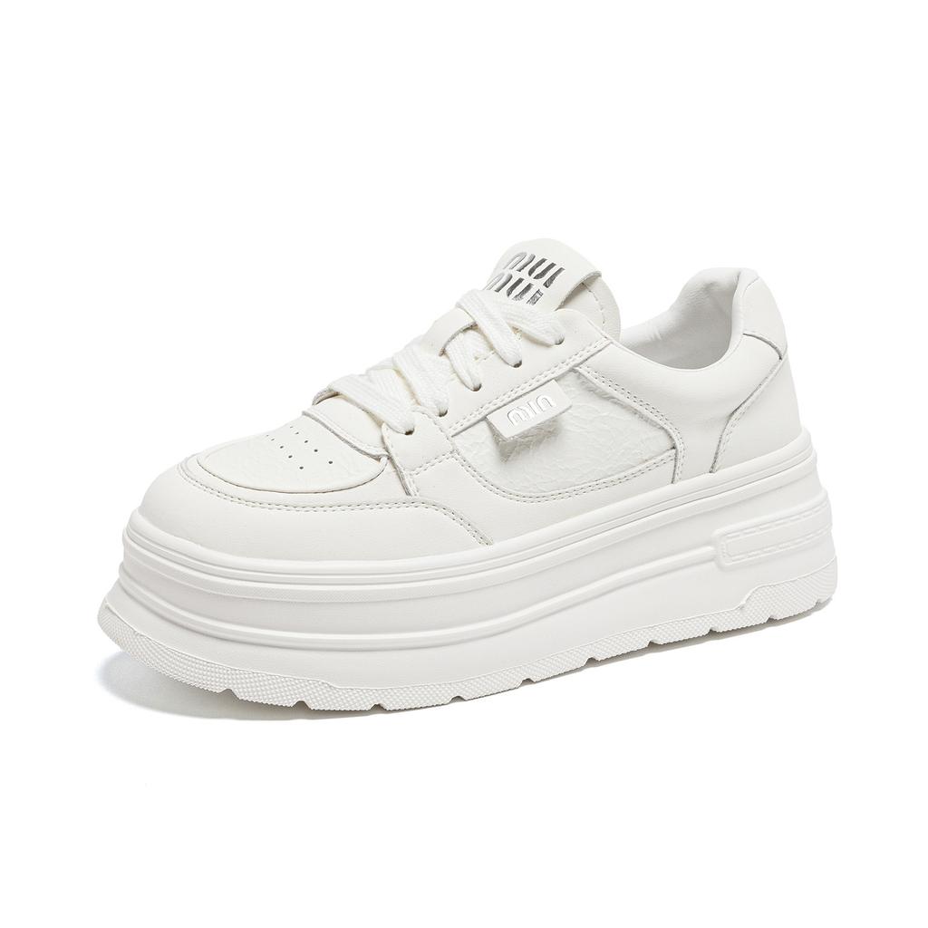 Women's autumn new thick-soled heightening versatile leather casual sports single shoes