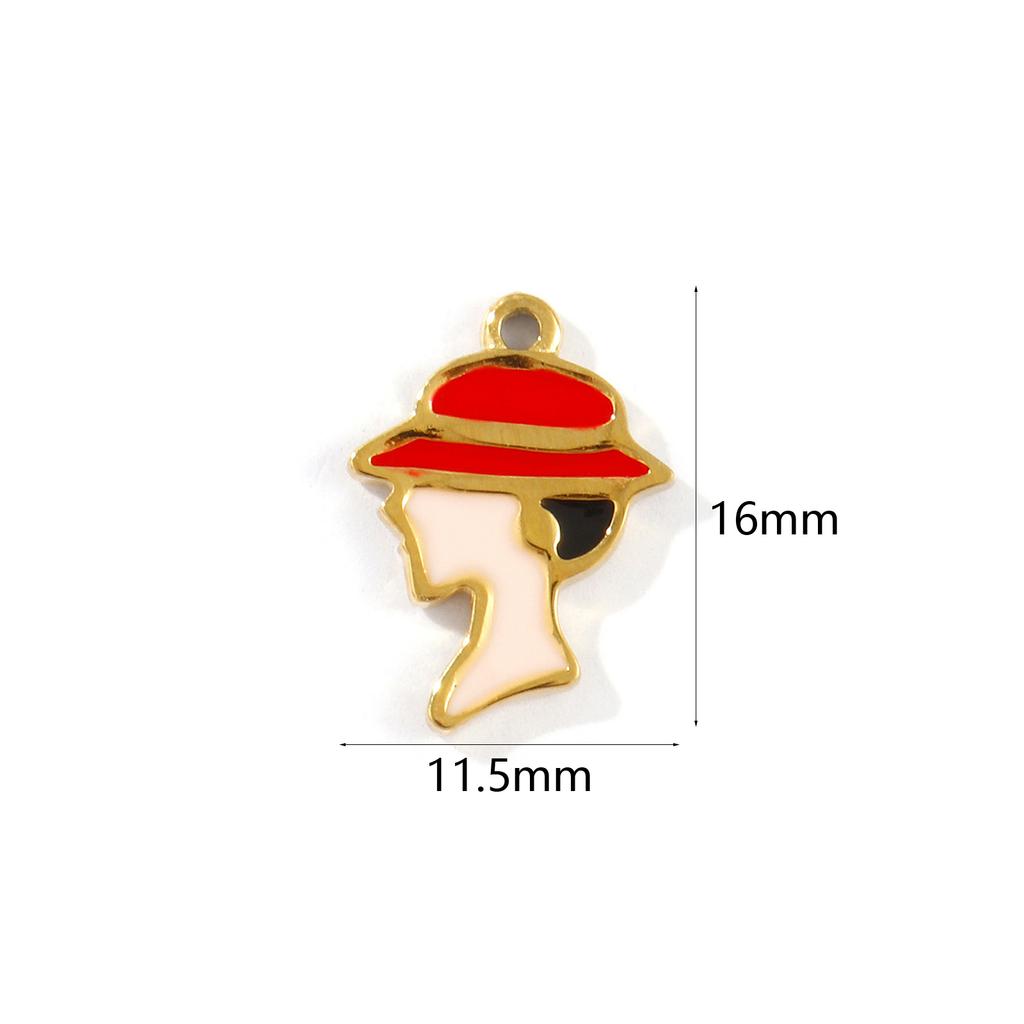 1 PC Waterproof 304 Stainless Steel Charms 18k Gold Plated Enamel The Lady With A Hat High Heels Pendant For DIY Necklace Making