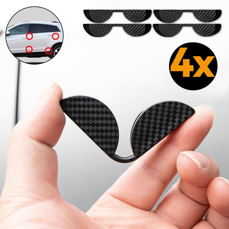 4pcs Car Door Anti-collision Strips Carbon Fiber Style Car Door Edge Corner Bumper Guard Scratch Sticker Decor Black