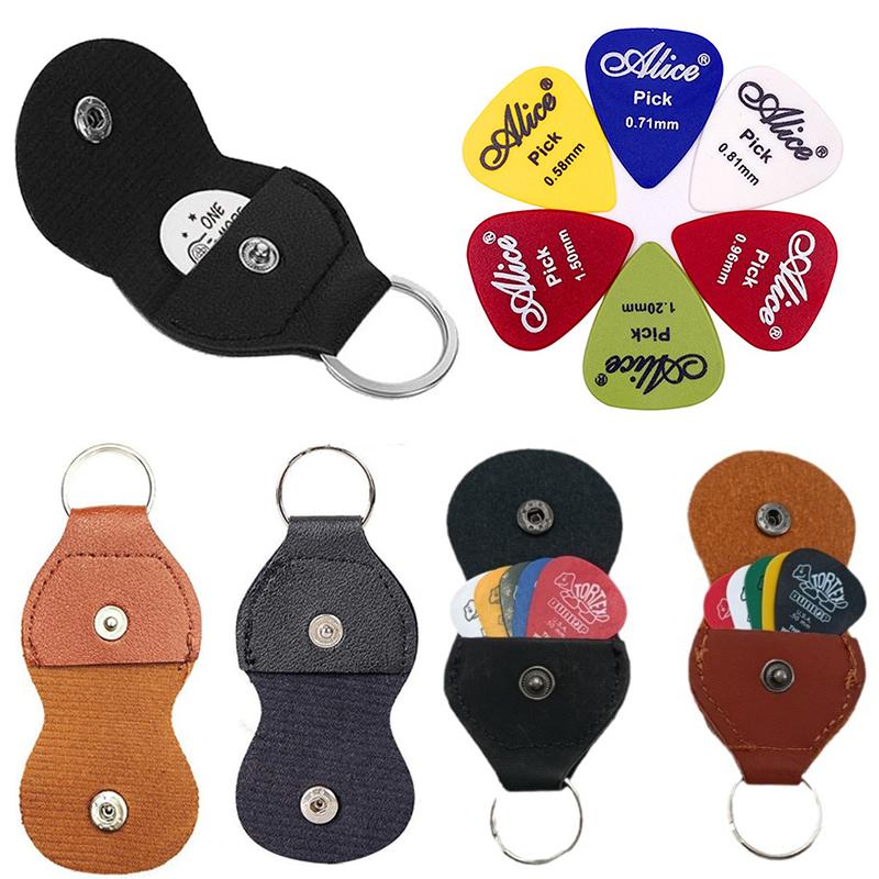 3PCS/Pack PU Leather Potable Guitar Pick Bag Black Brown 2Color Available Pick Holder Pick Storage Keychain Guitar Accessory ZYF
