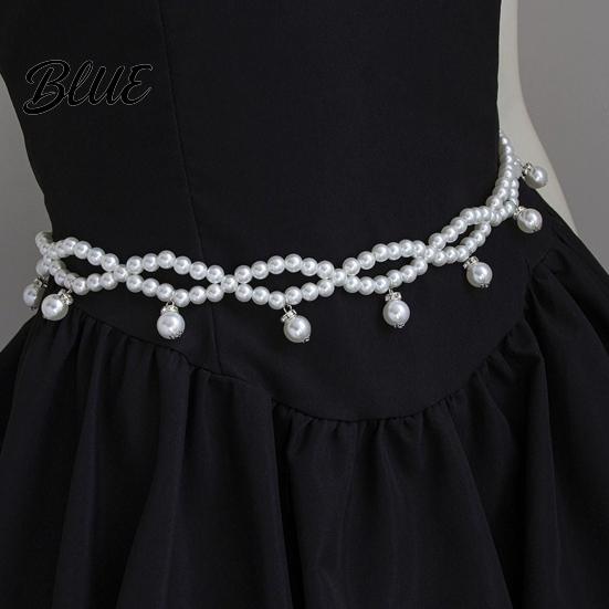 Durable Metal Waist Accessory Women Chain Multi Layer Faux Pearls