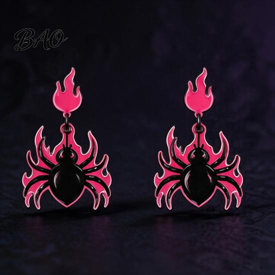 Cool Girl Fashion Jewelry 1 Pair Halloween Theme Acrylic Earrings for Women, Gothic Pink Spider Daily Casual Dangle Drop Earrings, Spooky Holiday