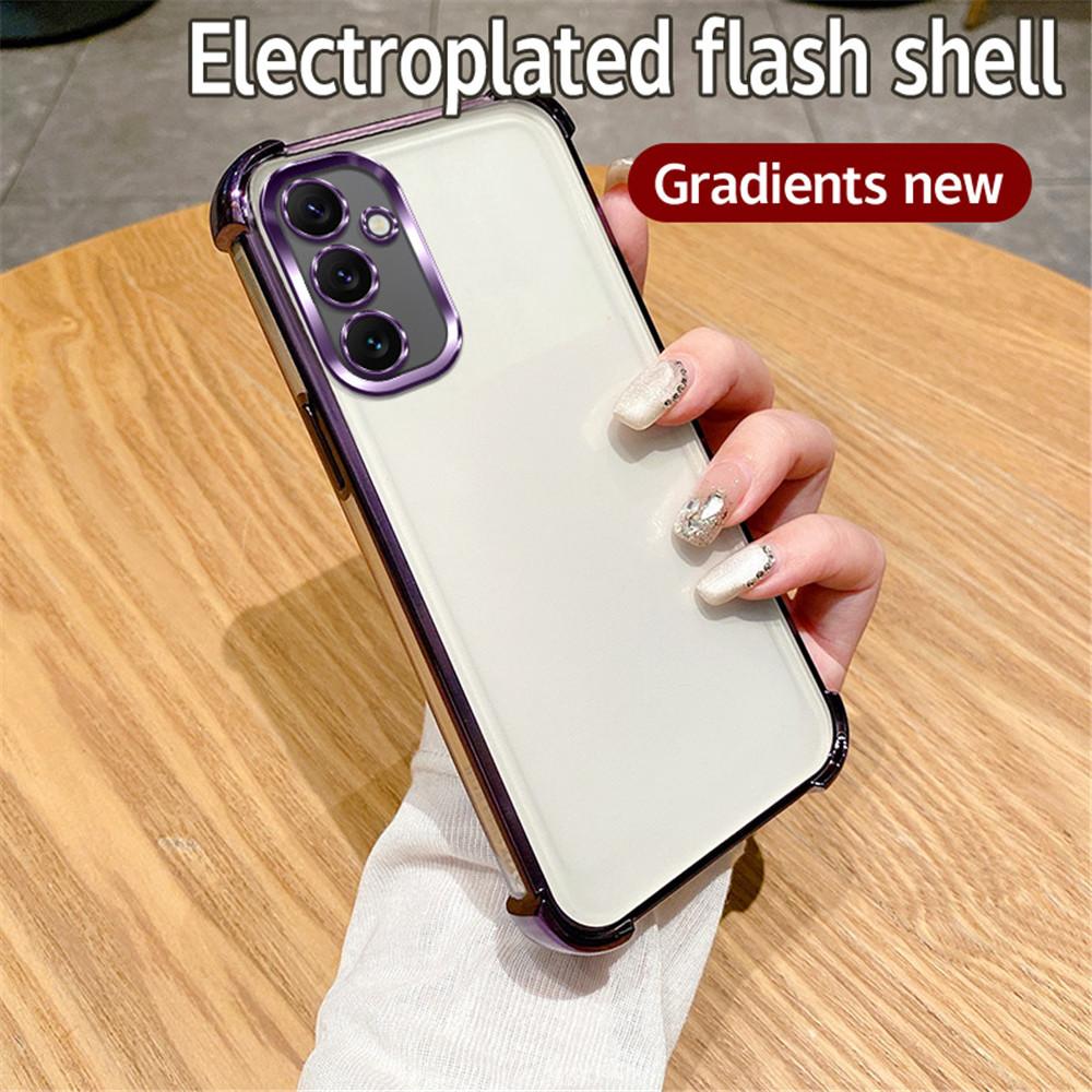 Gradient Glitter Plating Clear Phone Case For Samsung A15 A25 A35 A55 A54 A34 A14 A24 A13 A53 A23 A33 A32 A52 Shockproof Cover