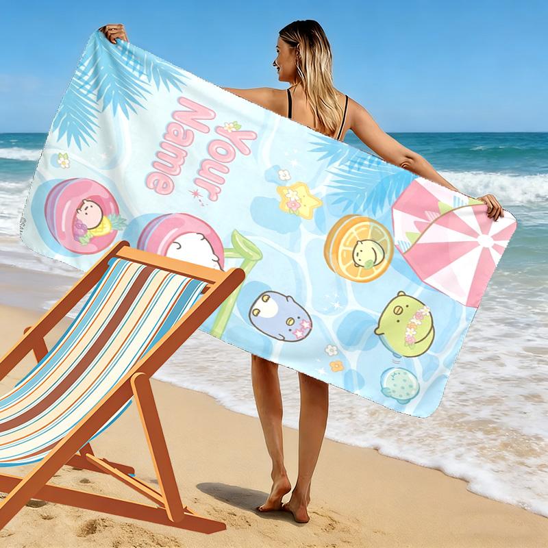 Name Custom Sumikko Print Beach Towel, Large Soft Quick Dry Towel for Beach Camping Swimming