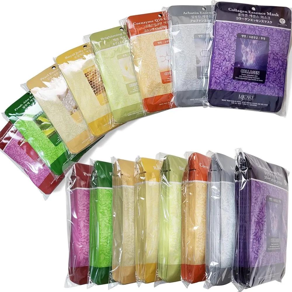 Essence Mask Packs (8 Types, 100 Sheets) Skin Elasticity, Transparency, Moisturizing, Purifying, Soothing