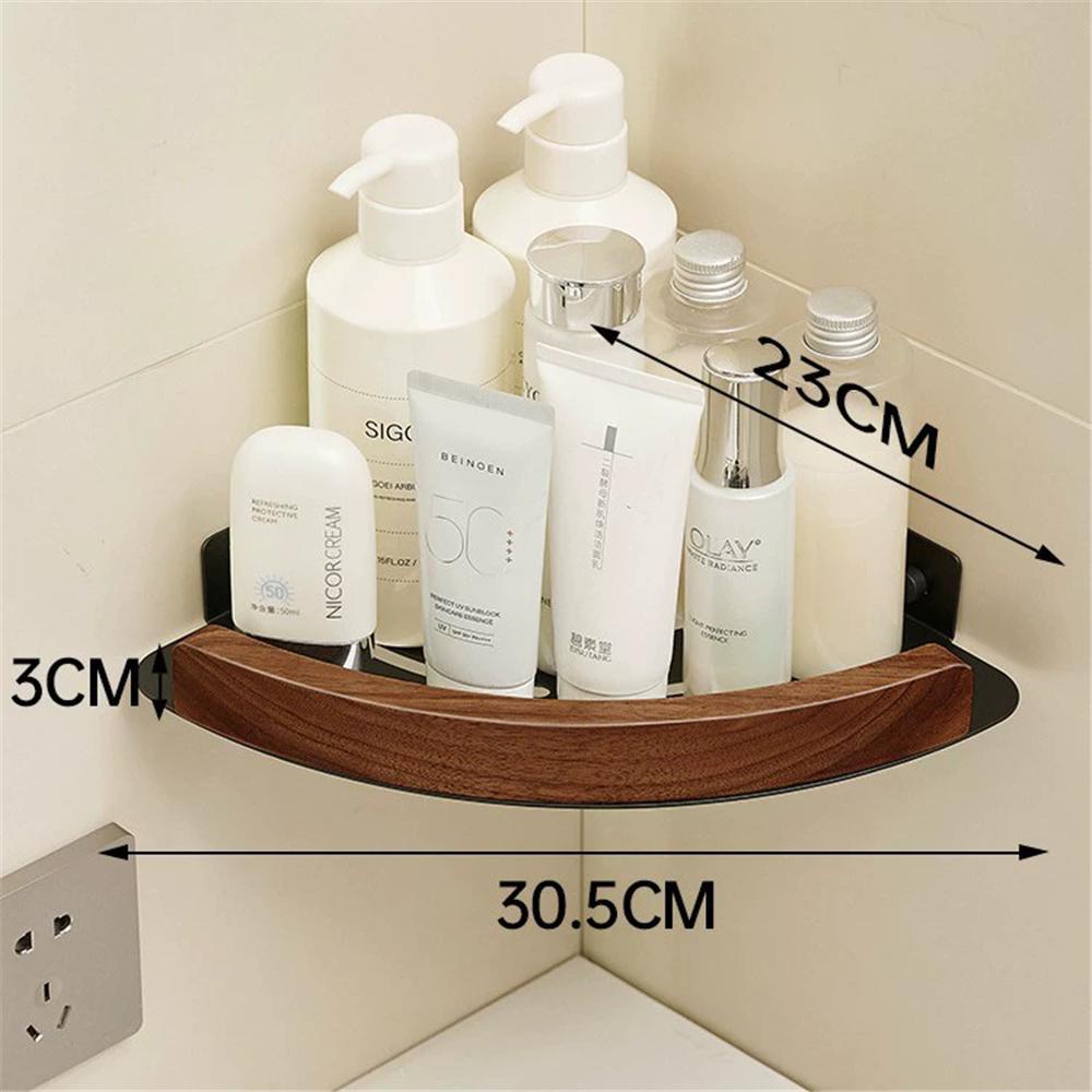 

Bathroom Corner Shelf Walnut Bathroom Storage Organizer Holder Wall Mounted Bathroom Shelf Shower Caddy Rack Bath Accessories