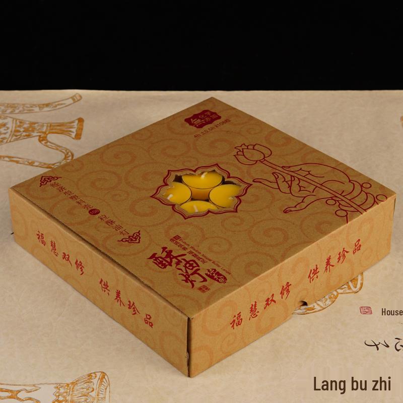 108-Piece Smokeless Ghee Lamp Set for 4-Hour Temple Offerings to Buddha, Lotus Design, Everlasting Su Oil Candle