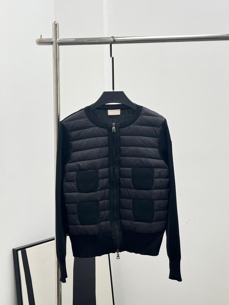 Goose down version original standard Mengjia new women's round neck light splicing down jacket