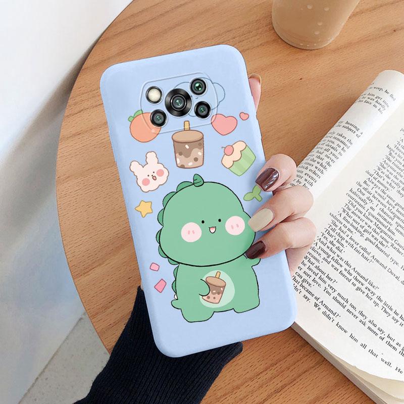 For Poco X3 Pro PocoX3 NFC Cover Cute Flower Phone Case For Xiaomi Poco X3 X 3 Fashion Dinosaur Silicone Bumper Soft TPU Coque