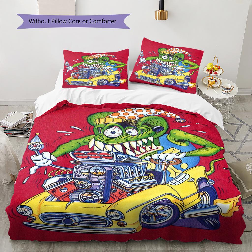 Cartoon Pattern Bedding Quilt Set Quilt Cover Pillowcase Home Decoration Birthday Gift (1 * duvet cover + 2 * pillowcase, without core)