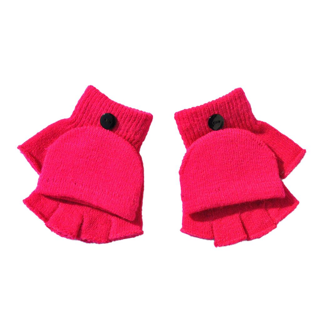 

1 Pair Fingerless Gloves Simple Clothing Accessory Half Finger Hand Warming Cover Hands Warmer Girls Kids Glove for Winter рожевий червоний колір