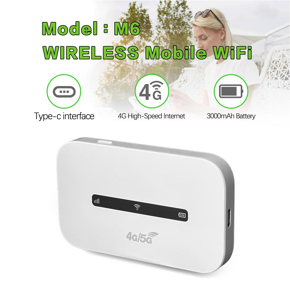 M6 4G LTE Portable WiFi Hotspot 3000mAh 150Mbps Wireless Internet Router with SIM Card Slot Modem Router for Home Office Travel