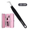 Large Flat Clamp Head Eyelash Tweezer Fiber Tip Anti-slip Grid Eyelash Extensions Tweezers Black Color Makeup Tools