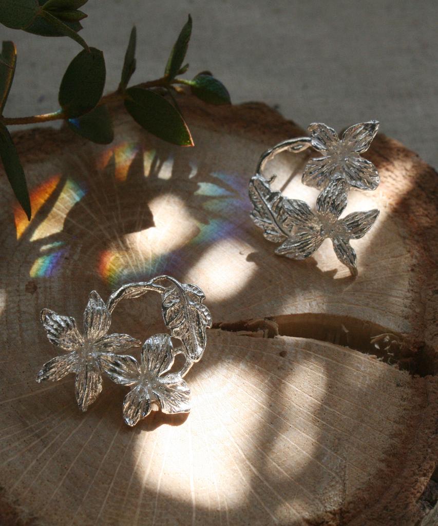 Iris Forest Petal Silver Earrings _06
