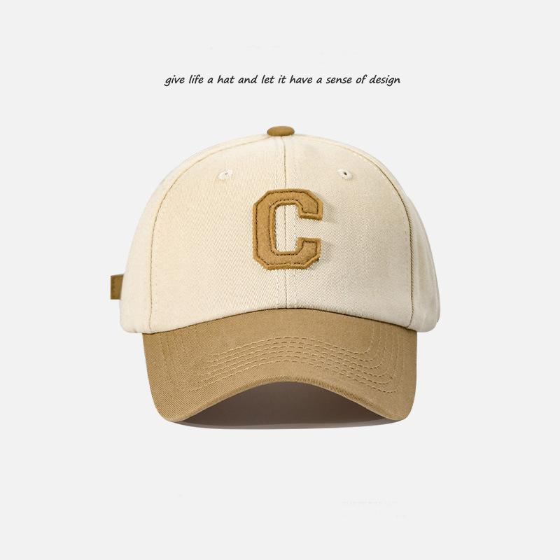

New hat summer baseball cap women s color matching brim, suitable for round face peaked cap men Adjustable светло-желтого