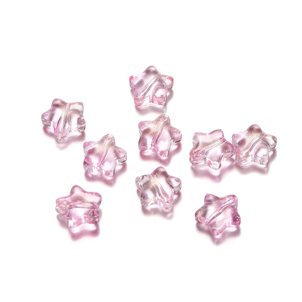 30pcs 8mm Colorful Five-pointed Star Glass Beads Loose Spacer Beads for DIY Handmade Jewelry Making Bracelet Accessories